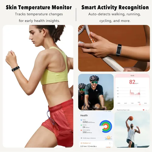 Miniatura 2 de Pulsera de salud, seguimiento inteligente de fitness para hombres y mujeres, monitor de sueño 24 horas, monitor de estrés y presión arterial
