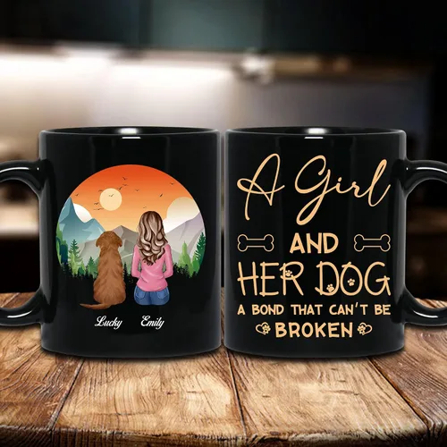 Miniatura 3 de WHIDOBE Taza personalizada de perro (niña – perro) personalizada de 11 onzas, 15 onzas con avatares, nombres, razas – Taza «Dog Mom» para mujeres