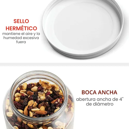 Miniatura 6 de Paksh Novelty Tarro de vidrio de boca ancha de 64 onzas, paquete de 4 unidades, boca ancha, tapa hermética, aprobado por el USDA, sin BPA, apto