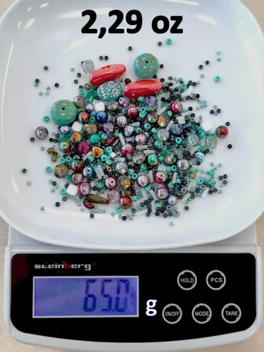 Miniatura 6 de 2.29 oz (65 g) Mezcla Exclusiva de Abalorios de Vidrio Checo Multicolor, Sueños de Ámbar, Abalorios de Vidrio Checo