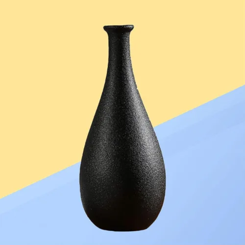 Miniatura 5 de ARTIBETTER Jarrón de cerámica negro de 7.87 x 3.34 pulgadas, simple jarrón decorativo para el hogar, oficina, escritorio, arreglos florales