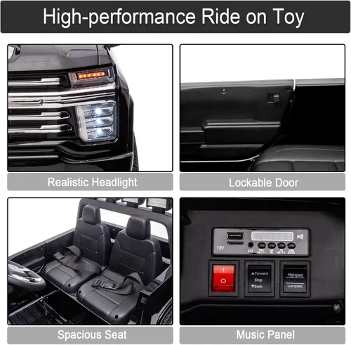 Miniatura 5 de 24V 4WD vehículo de juguete conducido, 2 plazas con licencia Chevrolet Silverado HD con control remoto, camión eléctrico para niños con batería