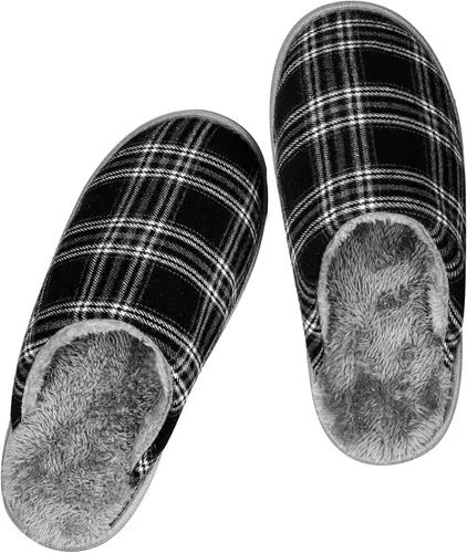 riemot Women's Men's Furry Warm Slippers, Memory Foam Slippers Comfortable Closed Toe House Slippers Shoes Anti Slip Bedroom Sandals Lightweight