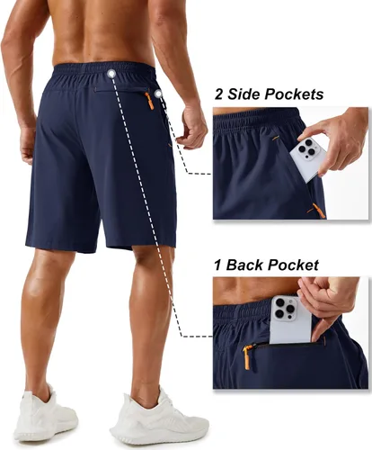 Miniatura 61 de TACVASEN Pantalones cortos deportivos para correr para hombre, 9 pulgadas, de secado rápido, pantalones cortos ligeros de verano, 3 bolsillos