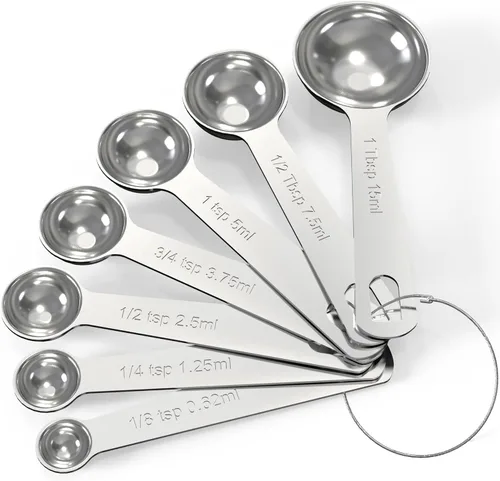 Miniatura 8 de TILUCK Juego de cucharas medidoras de acero inoxidable, cuchara dosificadora de café, utensilios de cocina para cocinar y hornear, juego de (6)
