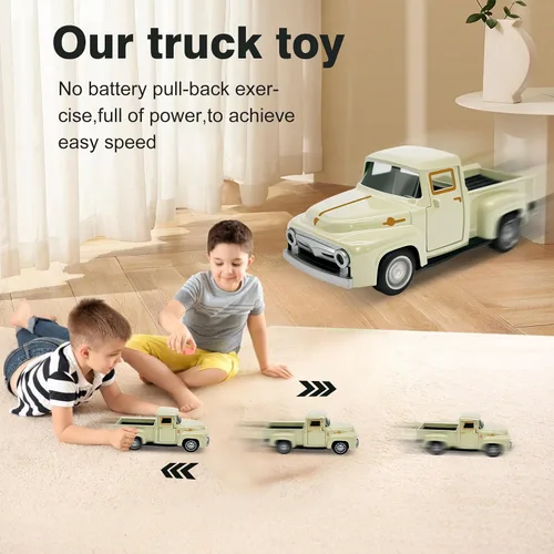 Miniatura 2 de Camión de juguete beige pequeño para niños pequeños de 2, 3, 4, 5, 6, 7, 8 años niños y niñas, coche de juguete de aleación 1:32 para niños pequeños