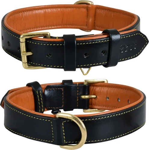 Miniatura 18 de Collar de perro de cuero para perros medianos, marrón, 1 pulgada de ancho, cuero genuino de grano completo, resistente con acolchado interior suave