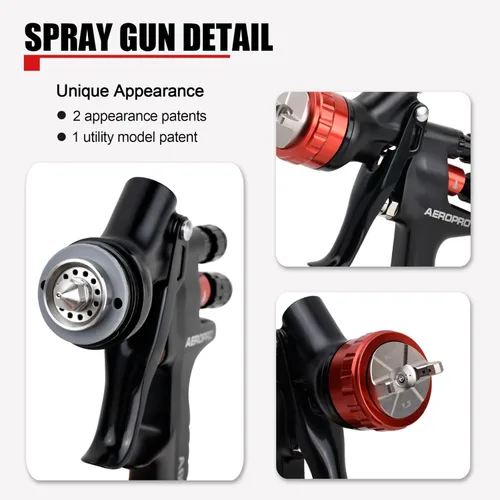 Miniatura 3 de AEROPRO Tools A608 HVLP Pistola de rociado de aire, boquilla de 1.3mm, taza de plástico de 600cc, pistola de pintura para autos, pistola de pintura