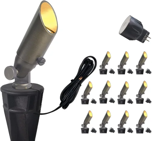 Miniatura 14 de COLOER Foco de paisaje de latón de bajo voltaje (negro) paquete de 1 con carcasa de aluminio de 5 W, foco LED MR16 2700K 450LM CRI85+, iluminación