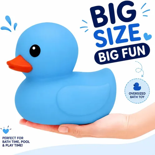 Miniatura 3 de Juguete de baño de pato de goma jumbo – Patos gigantes de 8 pulgadas Big Duckie Baby Shower Cumpleaños Recuerdos de fiesta (azul)