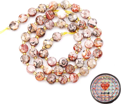 Miniatura 27 de Cuentas de piedras preciosas para la fabricación de joyas, cuentas de monedas facetadas de piedra natural piedra de sangre africana de 0.236 in