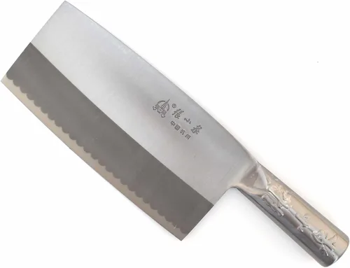 Miniatura 11 de BambooMN Cuchilla china - 8.5" hoja lisa mango plateado - 1 cuchillo Cuchilla lisa mango plateado