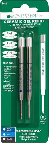 Miniatura 7 de Monteverde USA - Recargas de gel cerámico sin tapa para bolígrafos Parker, punta ancha, tinta negra, paquete de 2 – Solución de escritura confiable