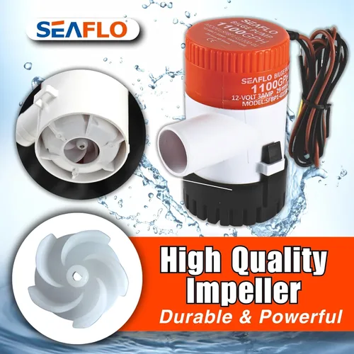Miniatura 2 de SEAFLO Bomba de sentina 1100 GPH Serie 01 – 12 V, salida de 1-1/8 pulgadas, bomba sumergible marina con protección antibloqueo de aire, certificado