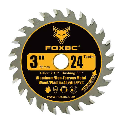 Miniatura 4 de FOXBC Hoja de sierra circular de 3 pulgadas 24T de carburo para cortar madera, plástico, PVC, acrílico, aluminio con mandril de 7/16", compatible