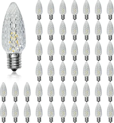 Miniatura 9 de Paquete de 50 bombillas LED multicolor C9 de repuesto, bombillas LED C9 de plástico inastillables e impermeables para tiras de luces al aire libre