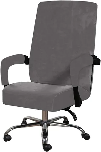 Miniatura 12 de Funda para silla de oficina con fundas para reposabrazos, funda elástica de terciopelo suave para silla de escritorio, fundas protectoras para silla
