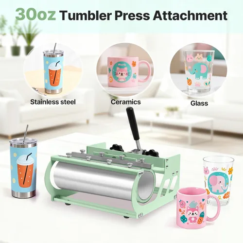 Miniatura 4 de Slendor - Prensa de calor de 15 x 15 pulgadas, 5 en 1, máquina de prensa de calor con giro de 360 grados, digital, para camisetas, prensa
