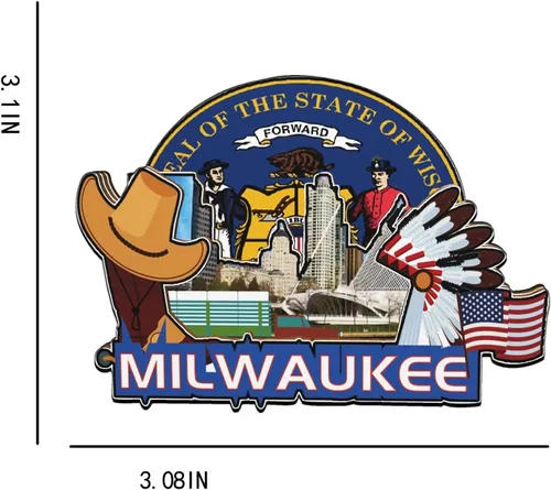 Miniatura 3 de Milwaukee Wisconsin USA - Imán de madera para nevera, monumentos en 3D, recuerdos coleccionables, decoración hecha a mano, 1248