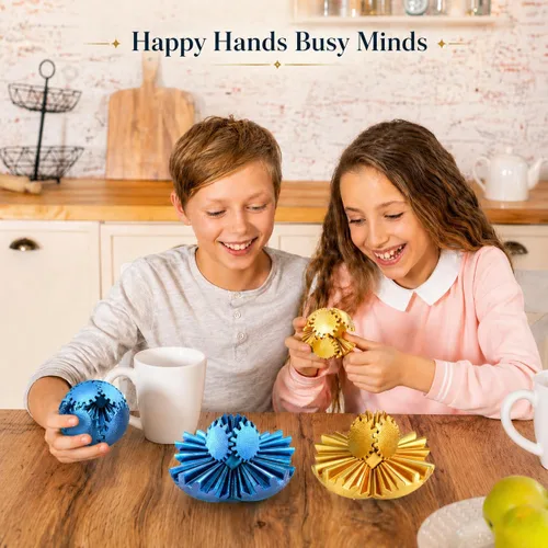 Miniatura 6 de 2 unidades de juguetes para ansiedad con bola de engranaje, esfera de engranaje, steampunk, alivio del estrés para niños y adultos, impreso en 3D