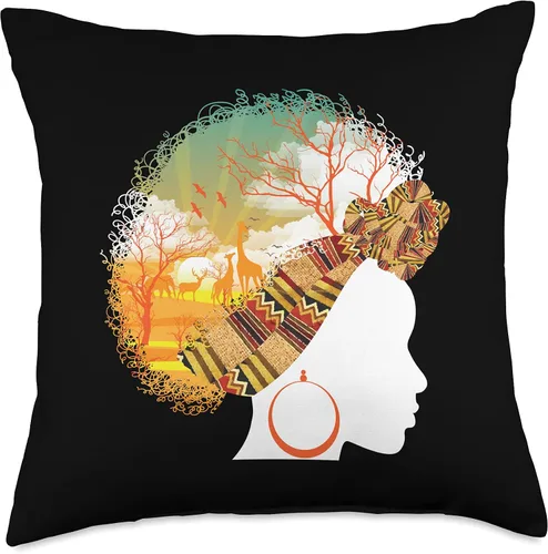 Miniatura 5 de Cool Love Afro American Melanin Culture Designs El mejor regalo de reina africana Almohada para mujer amante del safari de raíces negras, 16 x 16