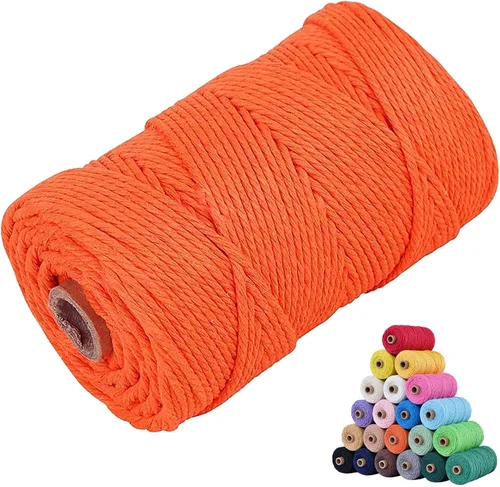 Miniatura 68 de Cuerda de algodón para macramé, de 0.11 pulgadas x 109 yardas, cuerda de macramé natural marrón, suministros perfectos de algodón para hacer
