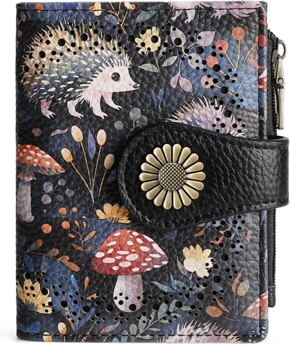 Miniatura 16 de SENDEFN - Carteras pequeñas para mujer, cartera compacta con bloqueo RFID, de cuero, plegable, con bolsillo para monedas y cierre, A-baby Azul