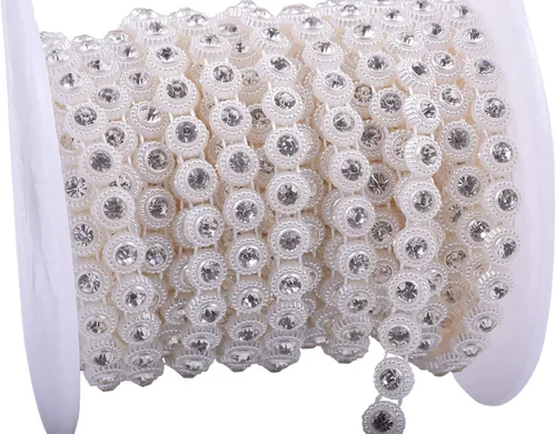 Miniatura 16 de KAOYOO - Cadena con cuentas en forma de flor y diamantes de imitación de 9 metros (10 yardas) para bodas, decoración, bricolaje..