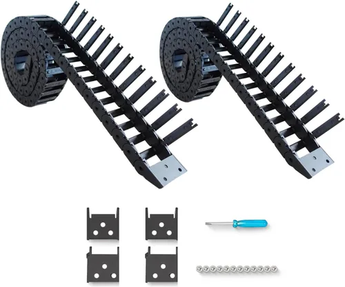 2 unidades de 39.4 pulgadas de cadena de arrastre tipo abierto R18 cadena de cable de alambre para fresadora CNC e impresora 3D, 2 pares adicionales