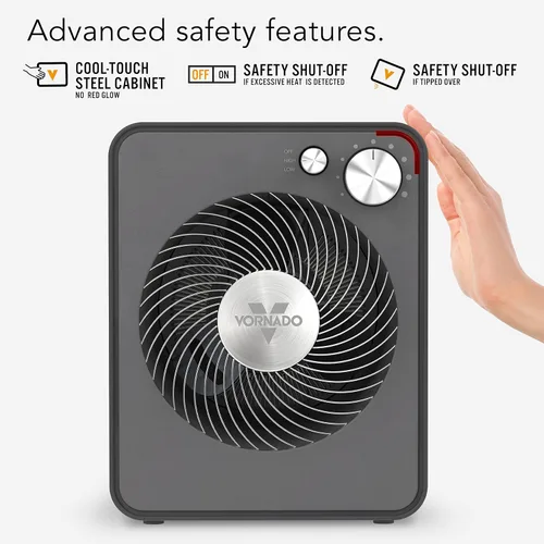 Miniatura 3 de Vornado VMH300 - Calentador de metal para toda la habitación con 2 ajustes de calor y termostato ajustable, gris tormenta