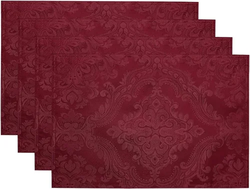 Miniatura 7 de Elrene Home Fashions Caiden Elegance - Manteles individuales de tela damasco impermeables, resistentes a las manchas y a las arrugas (juego de 4)