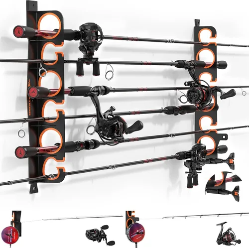 Miniatura 10 de KastKing SafeGuard - Soporte para caña de pescar para garaje, pared o techo, organizador de almacenamiento para caña de pescar, soporte para caña
