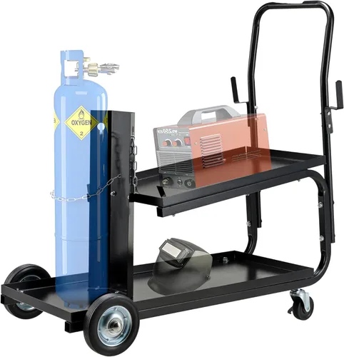 Carro de soldadura, MIG TIG ARC carro soldador con mango mejorado, ruedas galvanizadas, carro de tanque de soldadura portátil de capacidad de 330