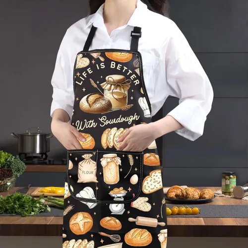 Miniatura 6 de JXGZSO Delantal para panadería de masa madre para amantes del pan, regalo de masa madre es mi lenguaje de amor, delantal para hornear maestro