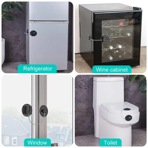 Miniatura 3 de Cerradura de Refrigerador - Cerradura de Combinación Resistente para Nevera, Cerraduras de Gabinete a Prueba de Niños, Sin Llaves Necesarias