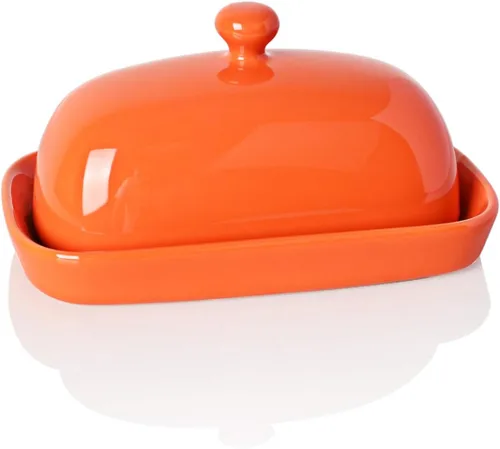 Miniatura 14 de Sweejar Mantequillera de cerámica con tapa para encimera, recipiente para mantequilla de porcelana con mango de perilla, recipiente para mantequilla