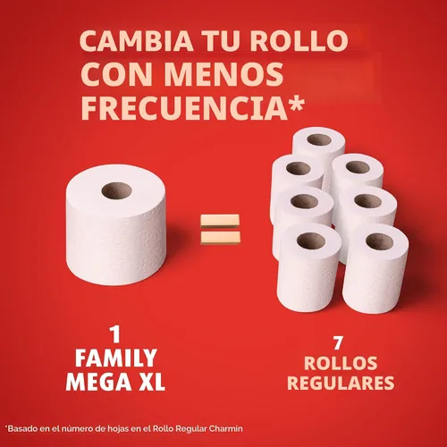 Miniatura 6 de Charmin Papel higiénico ultra fuerte y limpio, 6 rollos Mega XL familiares = 42 rollos regulares