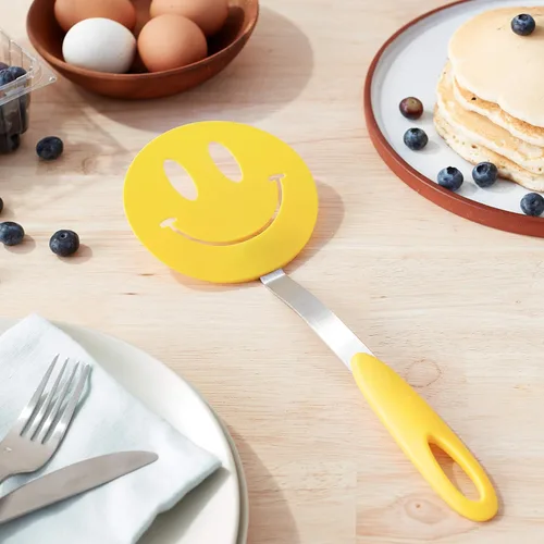 Miniatura 2 de Tovolo Spatulart Espátula de nylon flexible con cara sonriente, utensilio de cocina moldeado con silicona, mango de acero resistente, seguro