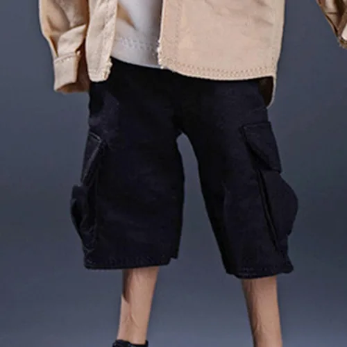Miniatura 7 de Pantalones cargo de figura masculina a escala 1/12, pantalones cortos de entrenamiento para correr con bolsillos adicionales para figuras de acción