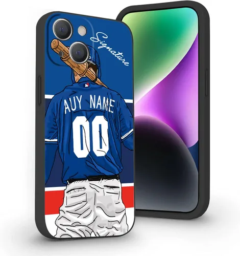 Miniatura 30 de Estuche de Béisbol Personalizado con Nombre y Número de Liquid Silicone para iPhone 17 Air 16 15 Pro Max 14 13 Mini 12 11 Xs Xr SE3 8 7 6 Plus