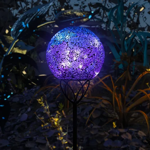 Miniatura 12 de VCUTEKA Luces solares para exteriores, decoración de jardín, mosaico, luces solares de jardín, bola de vidrio impermeable, luz LED de estaca