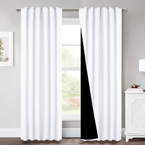 Miniatura 15 de NICETOWN Paneles de cortinas totalmente opacas para dormitorio que reducen el frío, cubiertas de ventana súper gruesas aisladas, cortinas Biscotti