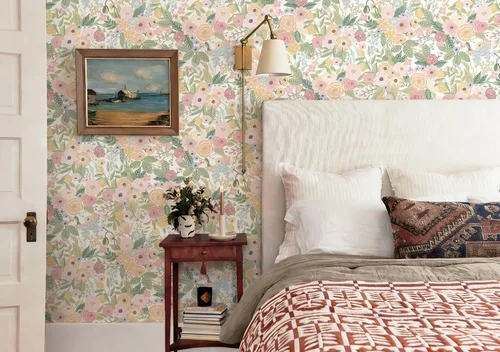 Miniatura 2 de Ismoon Papel tapiz de contacto floral rosa bohemio para despegar y pegar, 16.1 x 78.7 pulgadas, papel de pared autoadhesivo extraíble para gabinetes