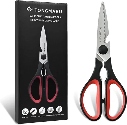 Tijeras de cocina de alta resistencia con tijeras desmontables, multiusos, tijeras aptas para lavavajillas, cuchillas dentadas, cascanueces y