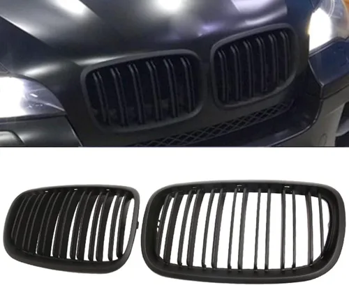 Miniatura 12 de Parrilla Frontal de Listones Individuales Compatible con X5 G05 2019 2020 2021 2022 2023 (Parrilla de Riñón Negra Brillante)