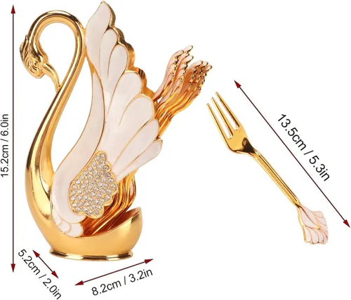 Miniatura 3 de Juego de cucharas para cena de postre de café, soporte con base de cisne con tenedores y cucharas para ensalada de pastel, cóctel, postre