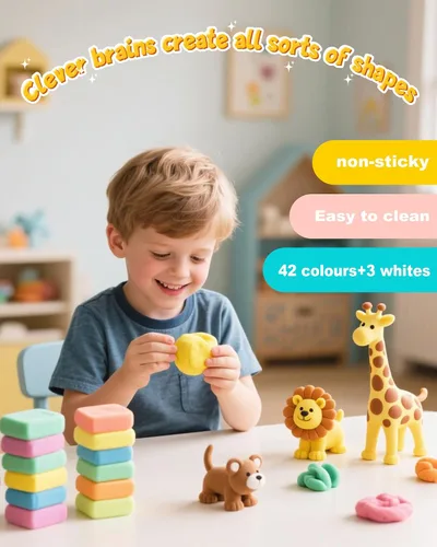 Miniatura 2 de Kit de arcilla para modelar – 42 colores de arcilla seca al aire, arcilla mágica de moldeo de bricolaje incluye herramientas y accesorios