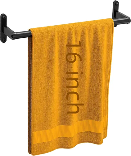 KLJKPA Toallero de baño de 16 pulgadas, toallero para baño montado en la pared, moderno y resistente soporte para toallas de mano de acero Negro