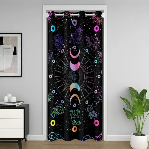 Miniatura 8 de Homewish Cortina de puerta de árbol de la vida azul y morado, cortina exótica para puerta de armario, puerta de armario, plantas silvestres
