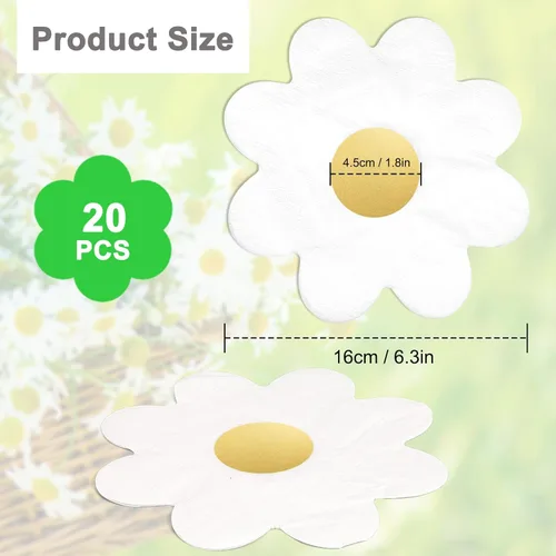 Miniatura 2 de Servilletas de papel desechables con margaritas doradas, bonitas servilletas de papel metálico dorado para tocador, boda, vacaciones, fiesta de Oro
